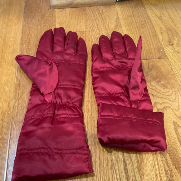 Eddie Bauer Red Nylon Goose Down Gloves, Size L/XL - Picture 2 of 4